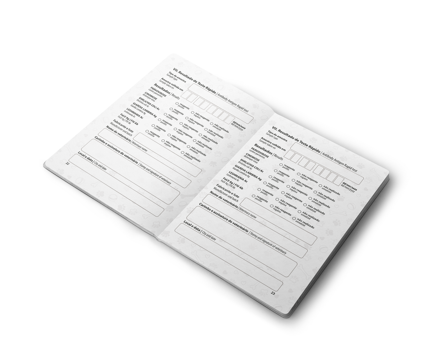 Carteira de Saúde para Cães e Gatos | 24 pág